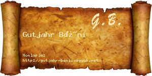 Gutjahr Béni névjegykártya